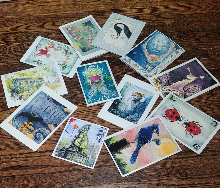 Unique Folded Cards by Pamela Paulenko Art. Greeting Cards, Holiday Cards, Birthday Cards featuring Animals, Fish and Wildlife 