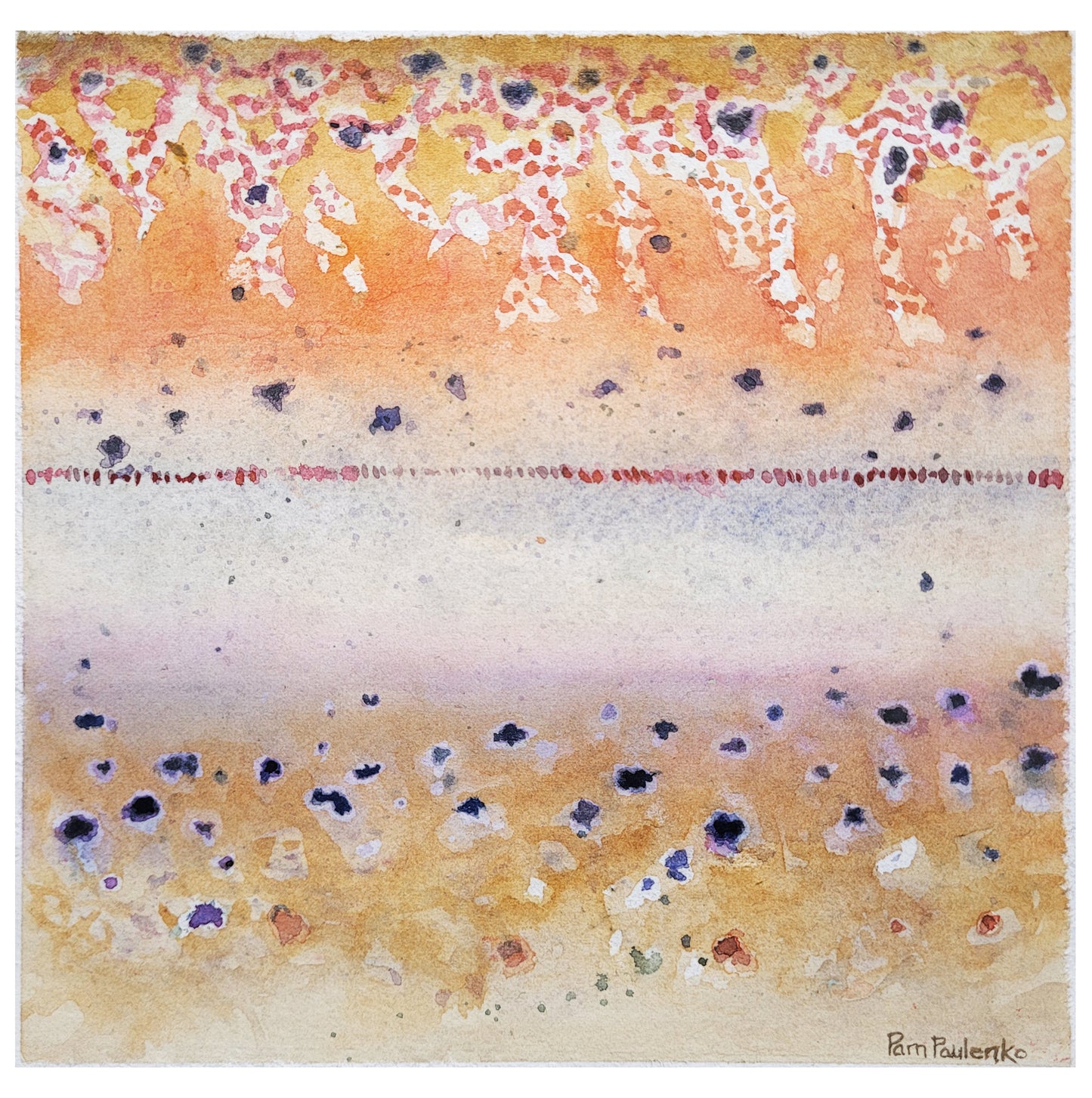 Atlantic Salmon Stages  - Abtract watercolour original painting - Original Watercolour Art by Canadian Artist Pamela Paulenko, painting Ontario wildlife