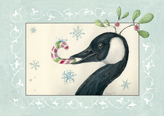 Holiday Goose?!!  Pack of 10 Folded Cards (white envelopes) (US & CA) - Original Watercolour Art by Canadian Artist Pamela Paulenko, painting Ontario wildlife