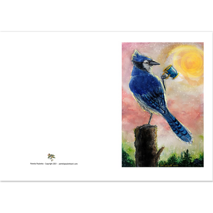 Beautiful Day Blue Jay Cards - Original Watercolour Art by Canadian Artist Pamela Paulenko, painting Ontario wildlife
