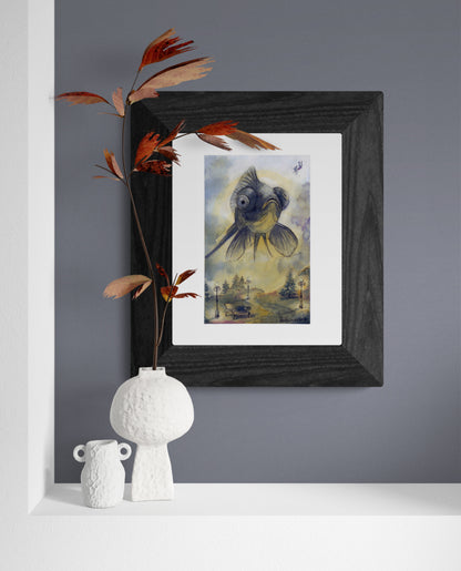 Classic Matte Paper Poster Blackmore Fish - Original Watercolour Art by Canadian Artist Pamela Paulenko, painting Ontario wildlife