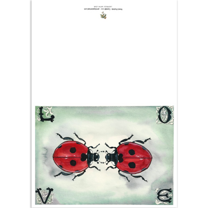 Ladybugs With Love  Cards - Original Watercolour Art by Canadian Artist Pamela Paulenko, painting Ontario wildlife
